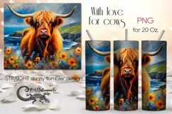 Highland cow | western Skinny tumbler sublimation design PL4 Product Image 1