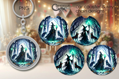 Halloween landscape | Car coaster &amp; key chain design PL4 Product Image 1