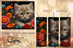 Cats & flowers | skinny tumbler Sublimation design PLUS4 Product Image 1