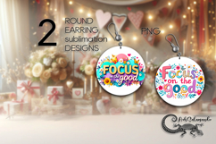 Motivating inscription | Round earring sublimation design P4 Product Image 1