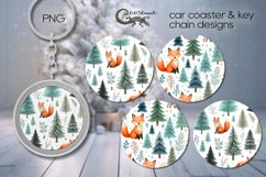 Christmas fox | Xmas Car coaster &amp; key chain sublimation PL4 Product Image 1