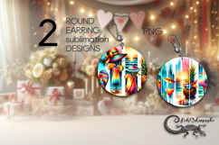 Bright Beach Life | 2 Sublimation round earring designs PL4 Product Image 1
