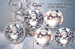 Christmas snowman cocoa | Car coaster &amp; key chain design2 Product Image 1