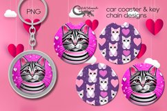 Valentine cat | car coaster &amp; key chain designs PLUS4 Product Image 1