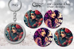 Motorcycle girl | Car coaster &amp; key chain sublimation PLUS4 Product Image 1