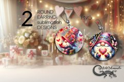 Valentine gnome | 2 round earring Sublimation designs PLUS4 Product Image 1