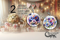 Gentle flowers | Round earring sublimation design PL4 Product Image 1