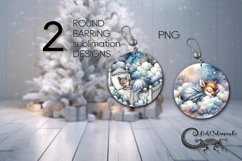 Sleeping baby animals | nursery Sublimation round earring P4 Product Image 1