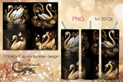 Swan | black & gold skinny tumbler Sublimation design PLUS4 Product Image 1