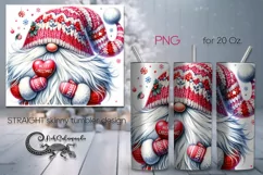 Christmas gnome | xmas Watercolor tumbler sublimation PL4 Product Image 1