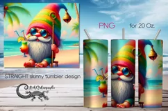 Gnome Beach life | sun Skinny Tumbler Sublimation design PL4 Product Image 1