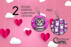 Valentine cat | 2 Sublimation round earring designs PL4 Product Image 1