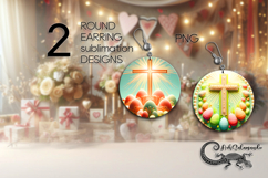 Easter cross | spring Round Earring Sublimation design PL4 Product Image 1