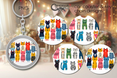 Colorful Cats | Cartoon Car coaster &amp; key chain designs PL4 Product Image 1