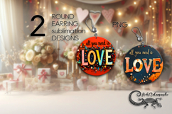 Boho Inscription | hippie Round earring sublimation design 4 Product Image 1