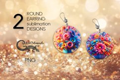 Fantasy flowers | Round earring Sublimation design PLUS4 Product Image 1