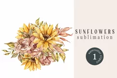 Sunflower bouquet sublimation. Wedding bouquet clipart Product Image 1