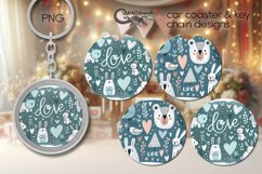 Valentine bear | scandi Car coaster &amp; key chain design 2 Product Image 1