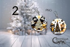 Christmas cat | 2 Round earring Sublimation designs2 Product Image 1