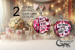 Wine inscriptions | Round earring sublimation design PL4 Product Image 1