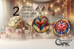 Boho hearts | Valentine Sublimation round earring design PL4 Product Image 1