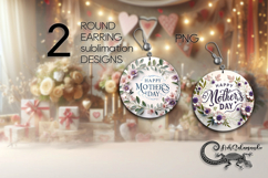 Mother&#039;s day flowers | 2 Round Earring Sublimation designs 4 Product Image 1