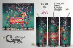 Folk xmas Deer | Skinny tumbler sublimation design PLUS4 Product Image 1