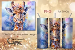 Watercolor giraffe | skinny tumbler Sublimation design PLUS4 Product Image 1