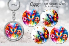 Bright Butterfly | Car coaster &amp; key chain sublimation PLUS4 Product Image 1