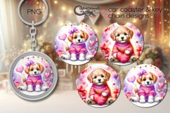 Valentine puppy | love car coaster &amp; key chain design 2 Product Image 1