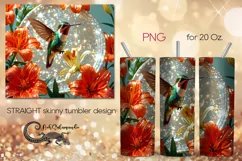 Lilies & Hummingbird | skinny tumbler Sublimation design PL4 Product Image 1