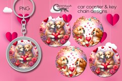 Valentine dog | car coaster &amp; key chain design 2 Product Image 1