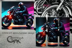 Black rider | Bike Skinny tumbler sublimation design PLUS4 Product Image 1