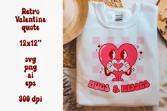 Hugs and kisses. Retro Valentine's day quote SVG, PNG. Product Image 4