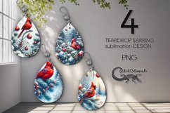 Christmas cardinal | 4 xmas Teardrop earring Sublimation Product Image 1