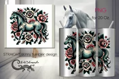 Horse | tatoo style skinny tumbler Sublimation design PLUS Product Image 1