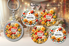 Flowers | Mother&#039;s day Car coaster &amp; key chain sublimation P Product Image 1