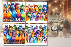 Funny animals | 4 cartoon square coaster sublimation designs Product Image 1