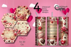 Valentine shabby chic | 4 love Skinny tumbler sublimation PL Product Image 1