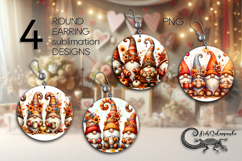 Autumn gnome | Round Earring Sublimation designs, PL Product Image 1