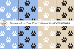 Seamless Cat Paw Print Patterns | Digital Papers Product Image 1