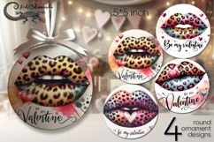 Valentine lips | 4 round ornaments sublimation designs Product Image 1