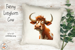 Funny Longhorn Cow Sublimation Design Product Image 1