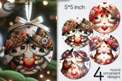 Valentine cat | round ornaments sublimation designs Product Image 1