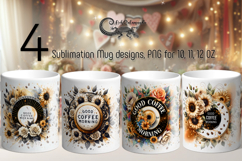 Coffee &amp; flowers | 4 Mug sublimation designs PLUS Product Image 1