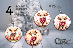Valentine animals | cow Round Earring sublimation design P Product Image 1