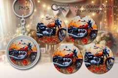 Motorcycle &amp; flower | Bike Car coaster &amp; key chain design PL Product Image 1