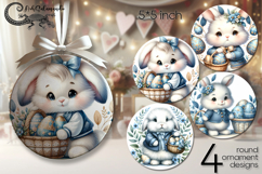 Easter rabbit | 4 round ornaments sublimation designs P Product Image 1