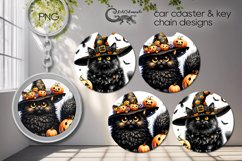 Halloween cat | funny Car coaster &amp; key chain sublimation Product Image 1