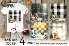 Watercolor christmas plaid | 4 retro PNG Sublimation designs Product Image 1